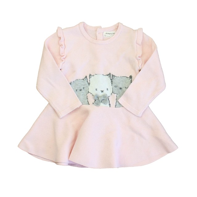 Mayoral Pink | Gray Cats Sweater Dress 12 Months 