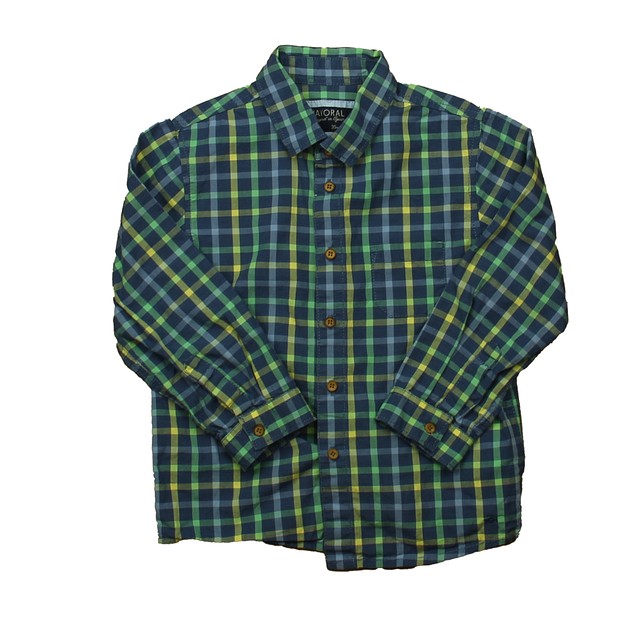 Mayoral Green | Yellow Check Button Down Long Sleeve 3T 