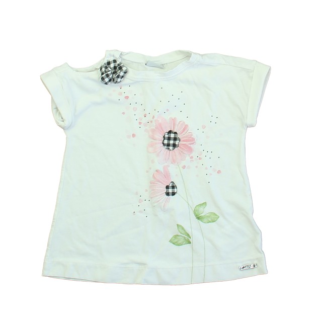 Mayoral White | Pink Flower T-Shirt 4T 