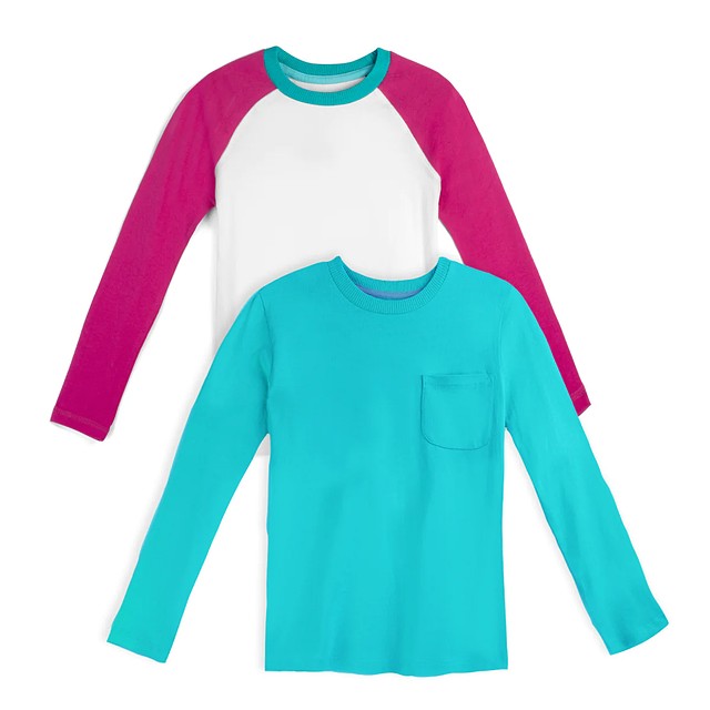 Mightly Set of 2 Raspberry and Teal Long Sleeve T-Shirt 2-5T 