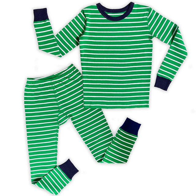 Mightly 2-pieces Green Stripe 2-piece Pajamas 6-14 Years 