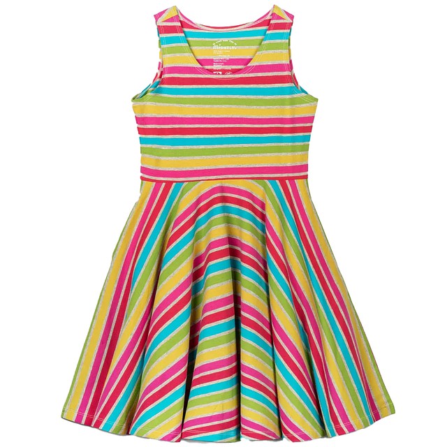 Mightly Rainbow Stripe Dress 6-14 Years 