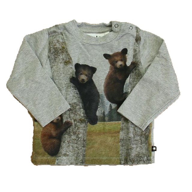 Molo Gray | Brown Bears Long Sleeve T-Shirt 6-12 Months 