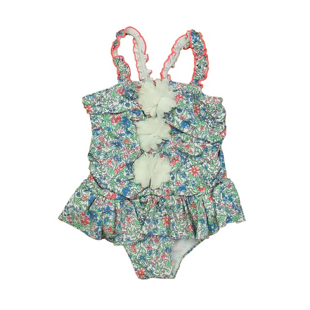 Monsoon White | Green | Pink Floral 1-piece Swimsuit 18-24 Months 