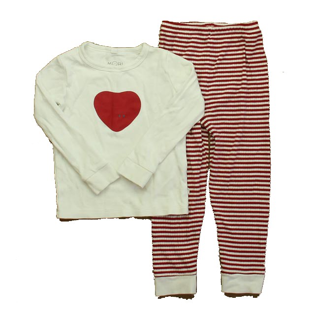 Mori 2-pieces White | Red Heart 2-piece Pajamas 2T 