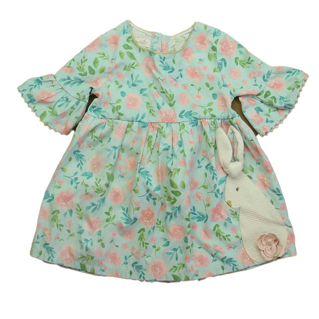 Mudpie Aqua Floral | Bunny Dress 12-18 Months 