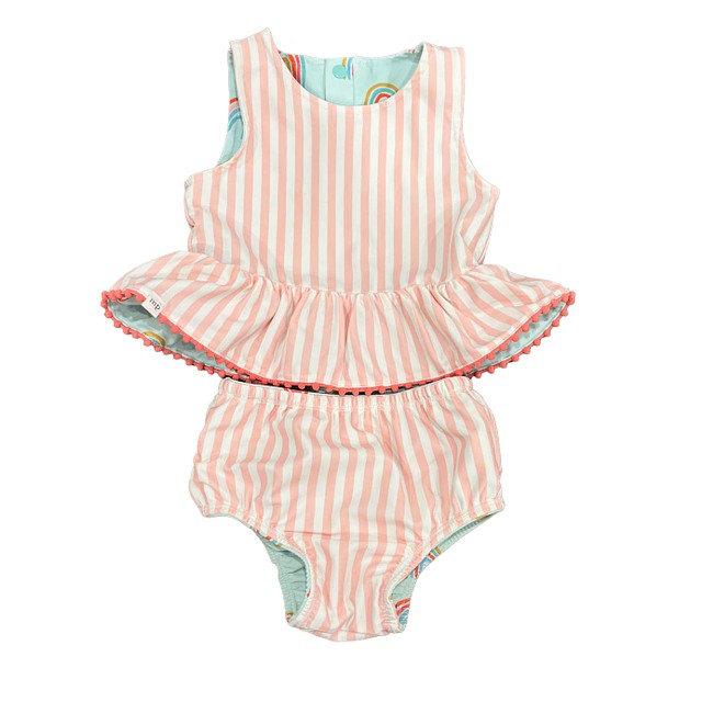 Mudpie 2-pieces Pink Stripe 2-piece Swimsuit 12-18 Months 