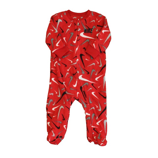 Nike Red | Black 1-piece footed Pajamas 6 Months 