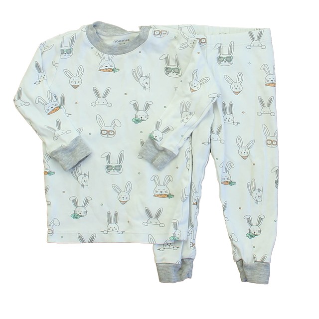 Noomie 2-pieces White | Gray Bunnies 2-piece Pajamas 12-18 Months 