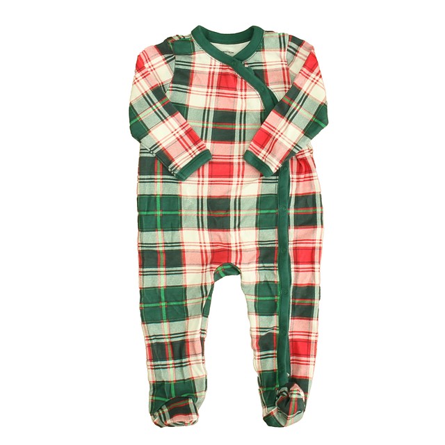 Nordstrom Red | Green Plaid 1-piece footed Pajamas 9 Months 