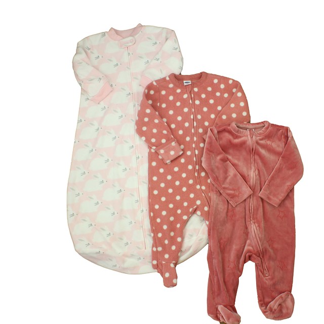 Old Navy | Carter's Set of 3 Pink | White | Bunnies Pajamas 6-9 Months 