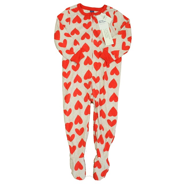 Old Navy Gray Hearts 1-piece footed Pajamas 2T 