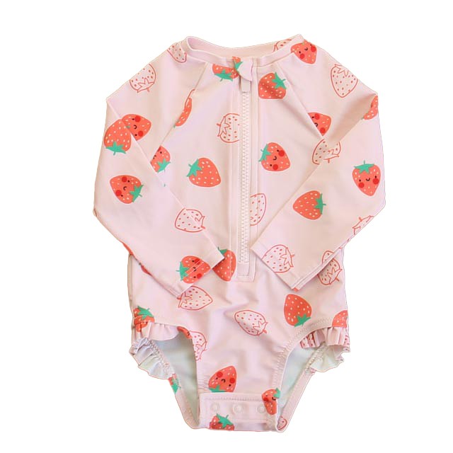 Old Navy Pink Strawberries 1-piece Swimsuit 6-12 Months 