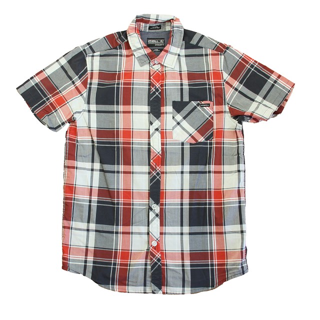 O'Neill Black | Red Plaid Button Down Short Sleeve 10-12 Years 
