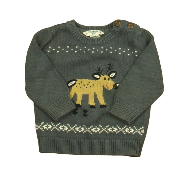 Osh Kosh Gray | Brown Reindeer Sweater 18 Months 