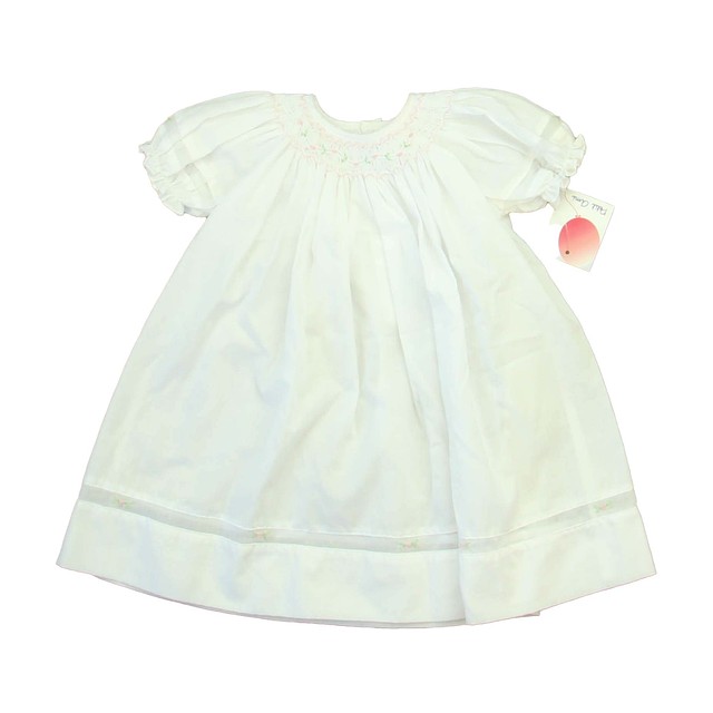 Petit Ami White | Pink Smocked Dress Newborn 