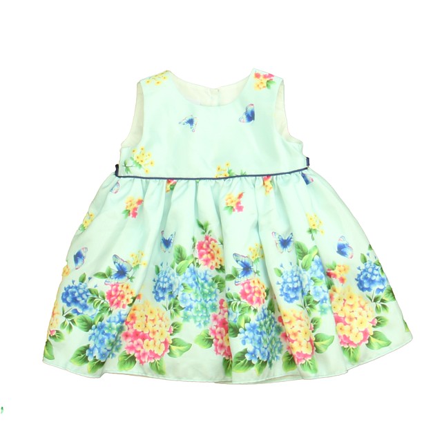 Petite Frais Blue | Green Floral Special Occasion Dress 9 Months 