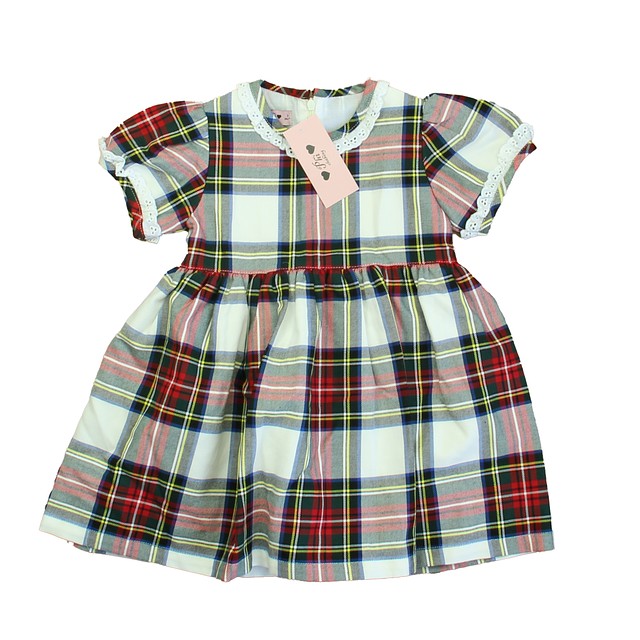 Phi Clothing Ivory | Red | Green Plaid Dress 3T 