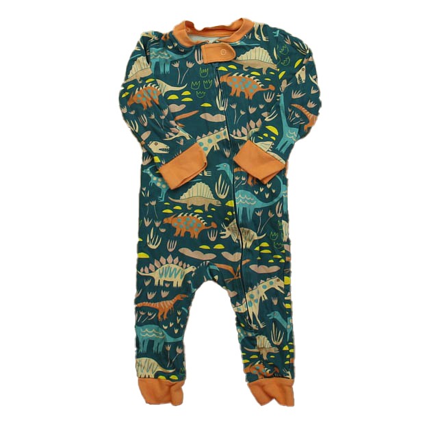 Piccolina Green | Pink Dinosaurs 1-piece Non-footed Pajamas 6-12 Months 