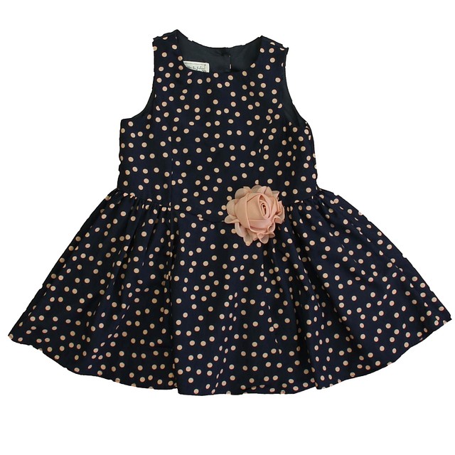 Pippa & Julie Navy Polka Dots Dress 3T 