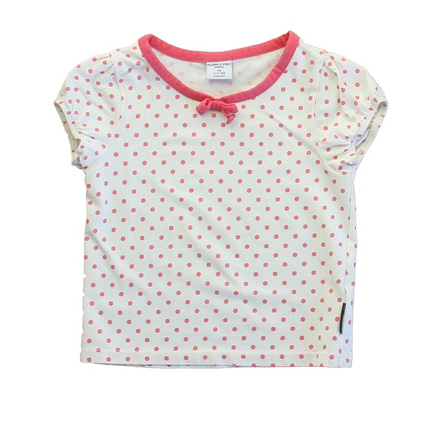 Polarn O. Pyret White | Pink Polka Dots T-Shirt 2-3T 