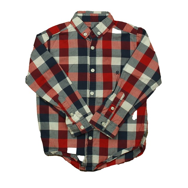 Primark Navy | Red Button Down Long Sleeve 4T 