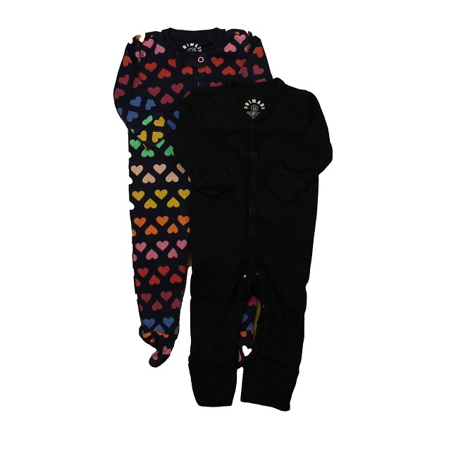 Primary.com Set of 2 Navy Hearts | Black 1-piece footed Pajamas 0-3 Months 