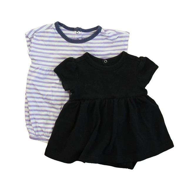 Primary.com Set of 2 Black | Purple Stripe Dress 3-6 Months 