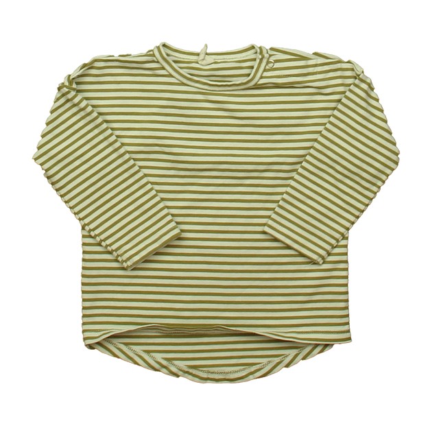 Quincy mae Olive Stripe Long Sleeve Shirt 12-18 Months 