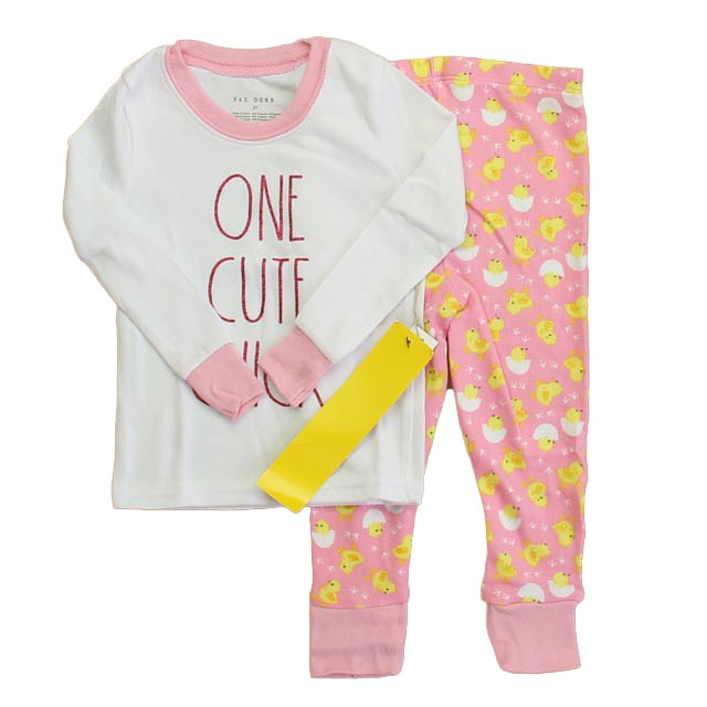 Rae Dunn 2-pieces White | Pink 2-piece Pajamas 2T 