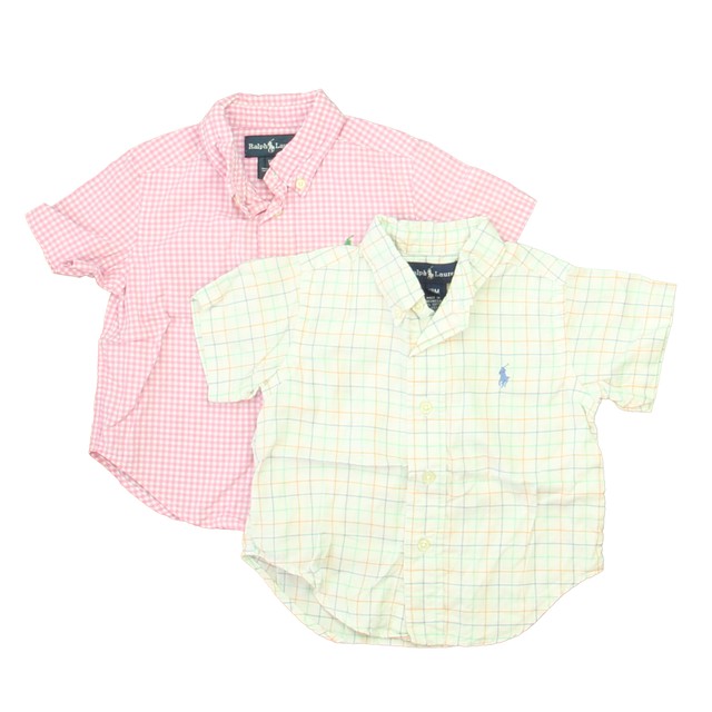 Ralph Lauren Set of 2 Pink | White | Blue Button Down Short Sleeve 12 Months 