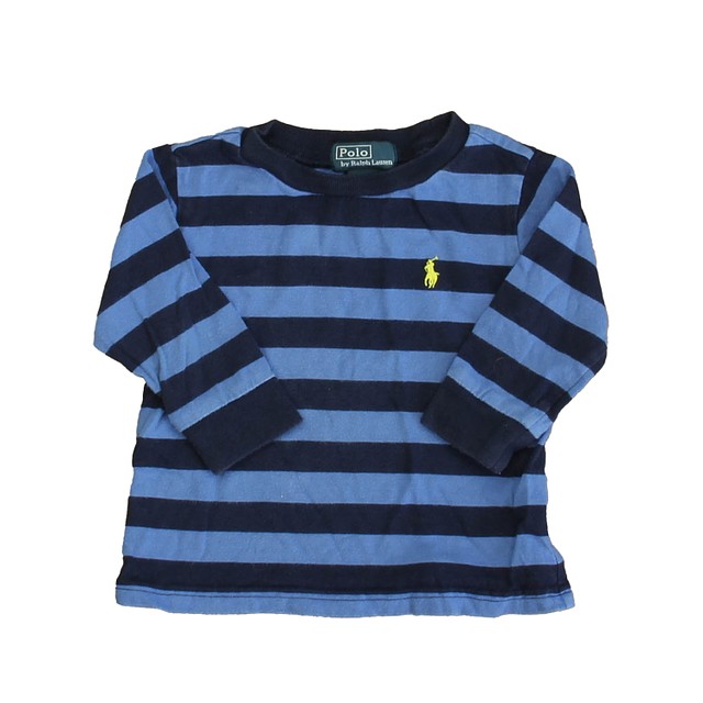 Ralph Lauren Blue Stripe Long Sleeve T-Shirt 9 Months 