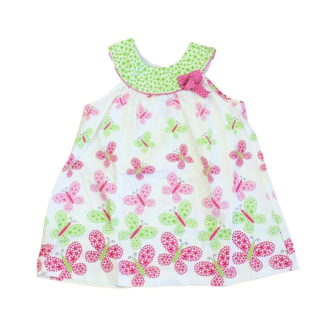 Rare Editions White | Pink | Green Butterflies Dress 3T 