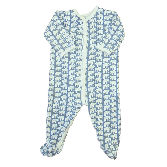 Roberta Roller Rabbit White | Blue Elephants 1-piece footed Pajamas 6-9 Months 