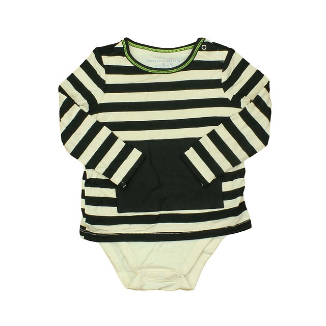 Rockets Of Awesome White | Black | Stripes Onesie 12-18M 