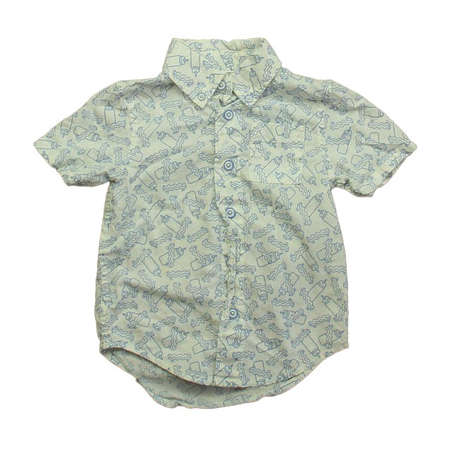 Rockets Of Awesome Blue | White Button Down Short Sleeve 2T 
