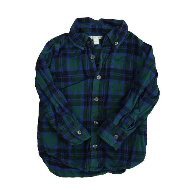 Rockets Of Awesome Blue | Green | Plaid Button Down Long Sleeve 3T 