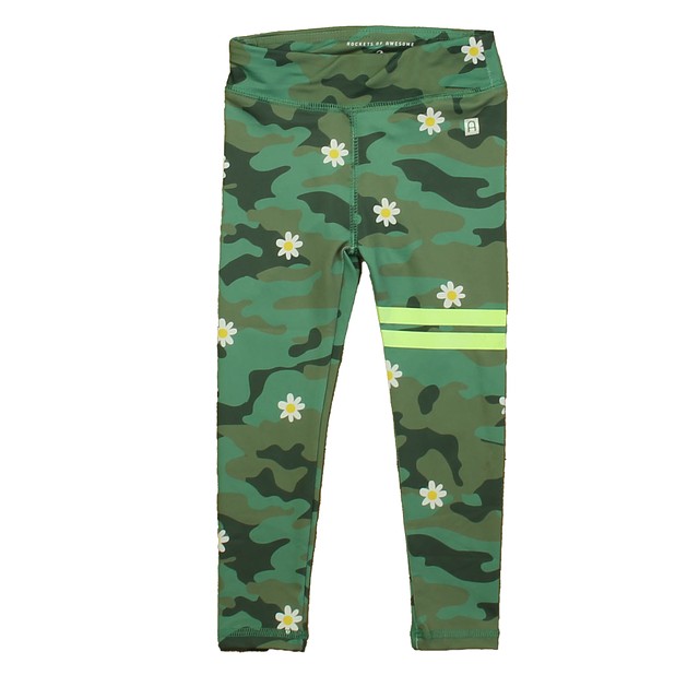 Rockets Of Awesome Green Floral Athletic Pants 3T 