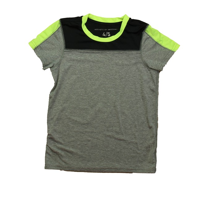 Rockets Of Awesome Grey | Black | Neon Yellow T-Shirt 4-5T 