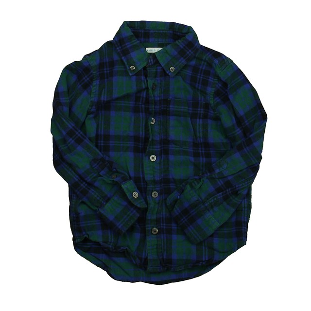 Rockets Of Awesome Green | Blue | Plaid Button Down Long Sleeve 4T 