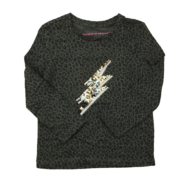Rockets Of Awesome Gray | Leopard Long Sleeve T-Shirt 5T 