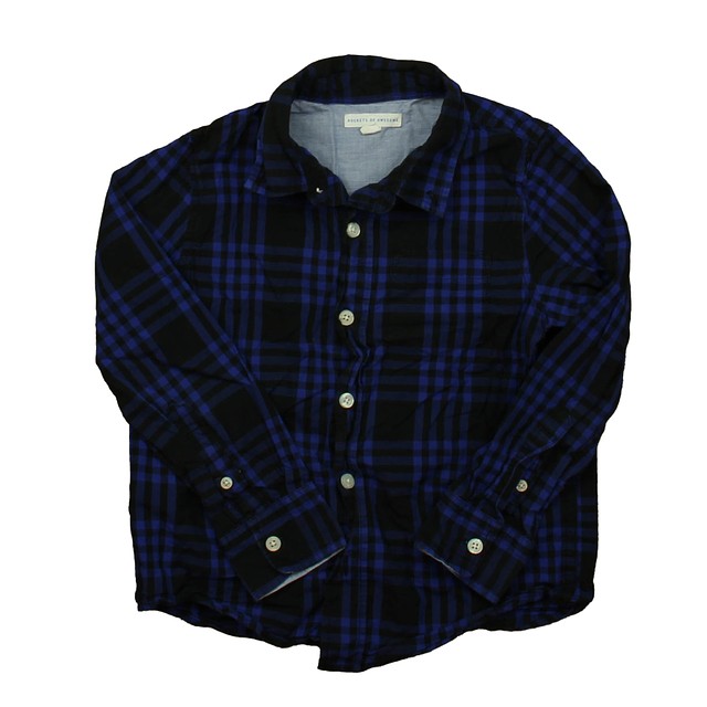 Rockets Of Awesome Blue | Black | Plaid Button Down Long Sleeve 6-7 Years 