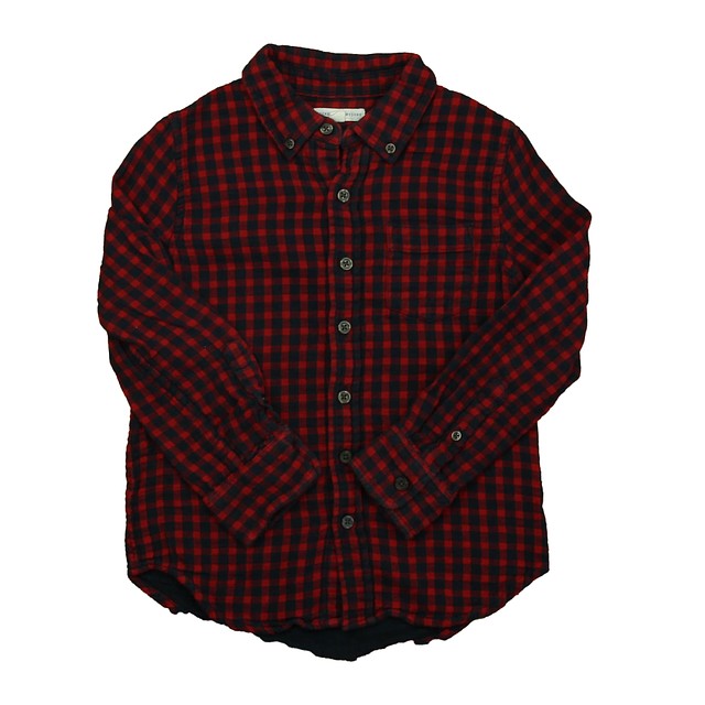 Rockets Of Awesome Red | Navy Plaid Button Down Long Sleeve 6-7 Years 
