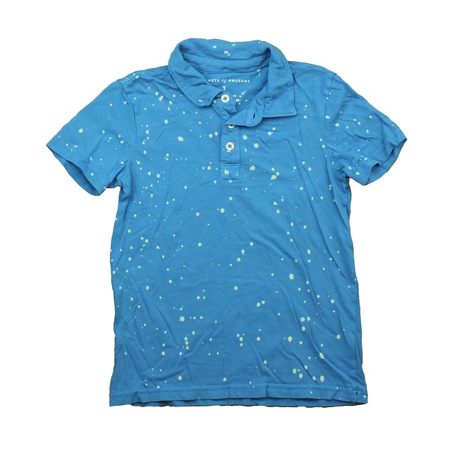 Rockets Of Awesome Blue | White | Splatter Polo Shirt 7 Years 