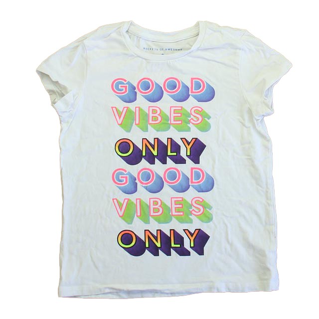 Rockets Of Awesome White | "Good Vibes" T-Shirt 8 Years 