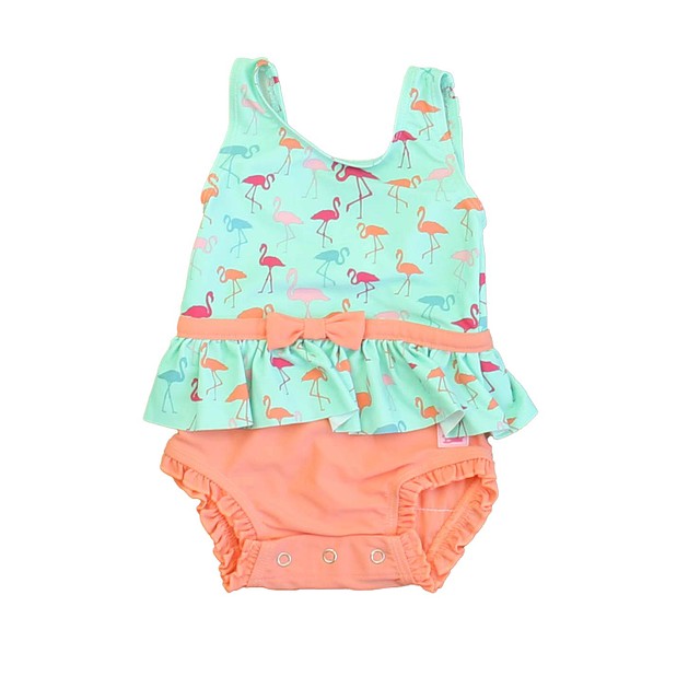 Ruffle Butts Green | Coral Flamingo 1-piece Swimsuit 3-6 Months 