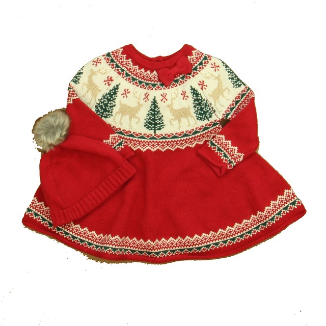 Tahari 2-pieces Red | Ivory | Green | Gold Reindeers Sweater Dress 3-6 Months 