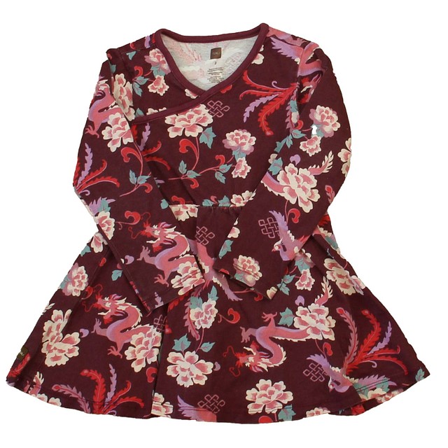 Tea Maroon Floral Dress 2T 