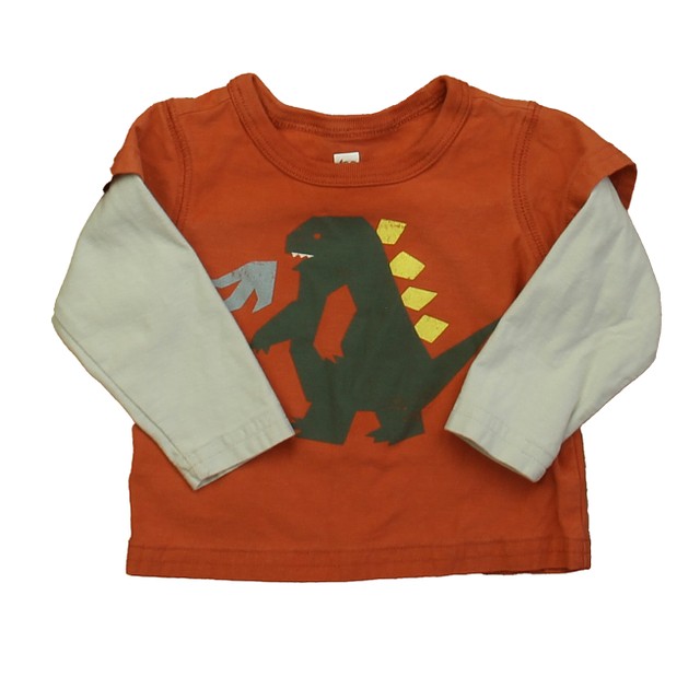 Tea Orange | Gray Dinosaur Long Sleeve T-Shirt 3-6 Months 