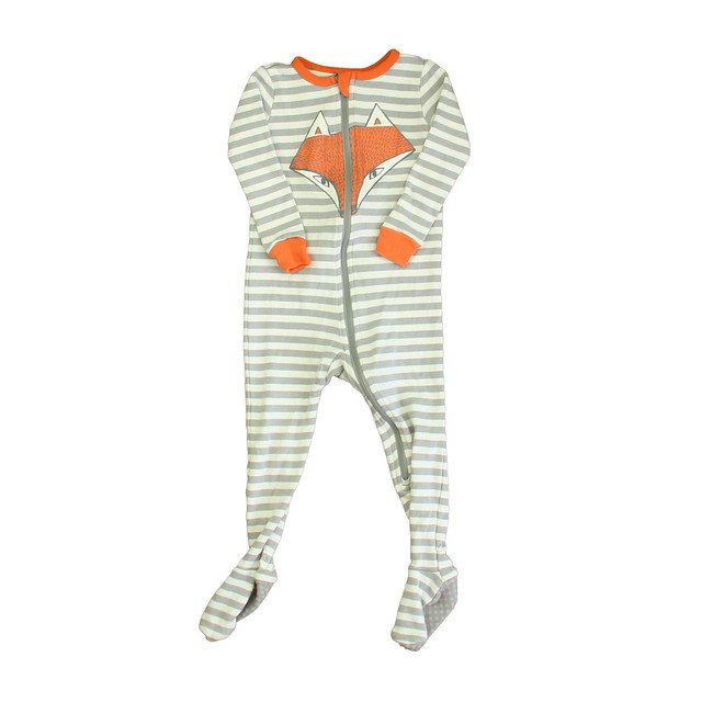 Tea Gray | White | Orange Fox 1-piece footed Pajamas 6-9 Months 